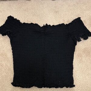 Bear Dance Black Off-Shoulder Crop Top